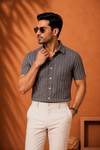 Men's  Striped Half Sleeve Casual Shirt