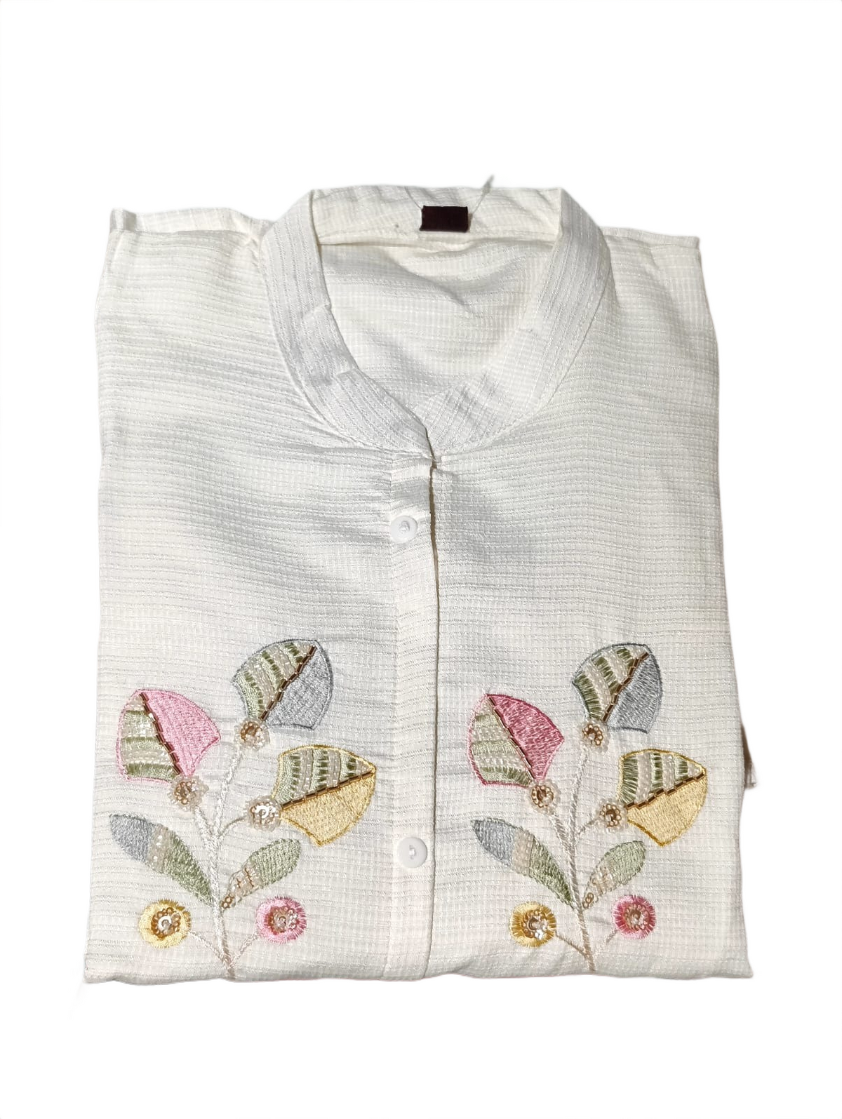Ivory Floral Embroidered Kurta Pant Set