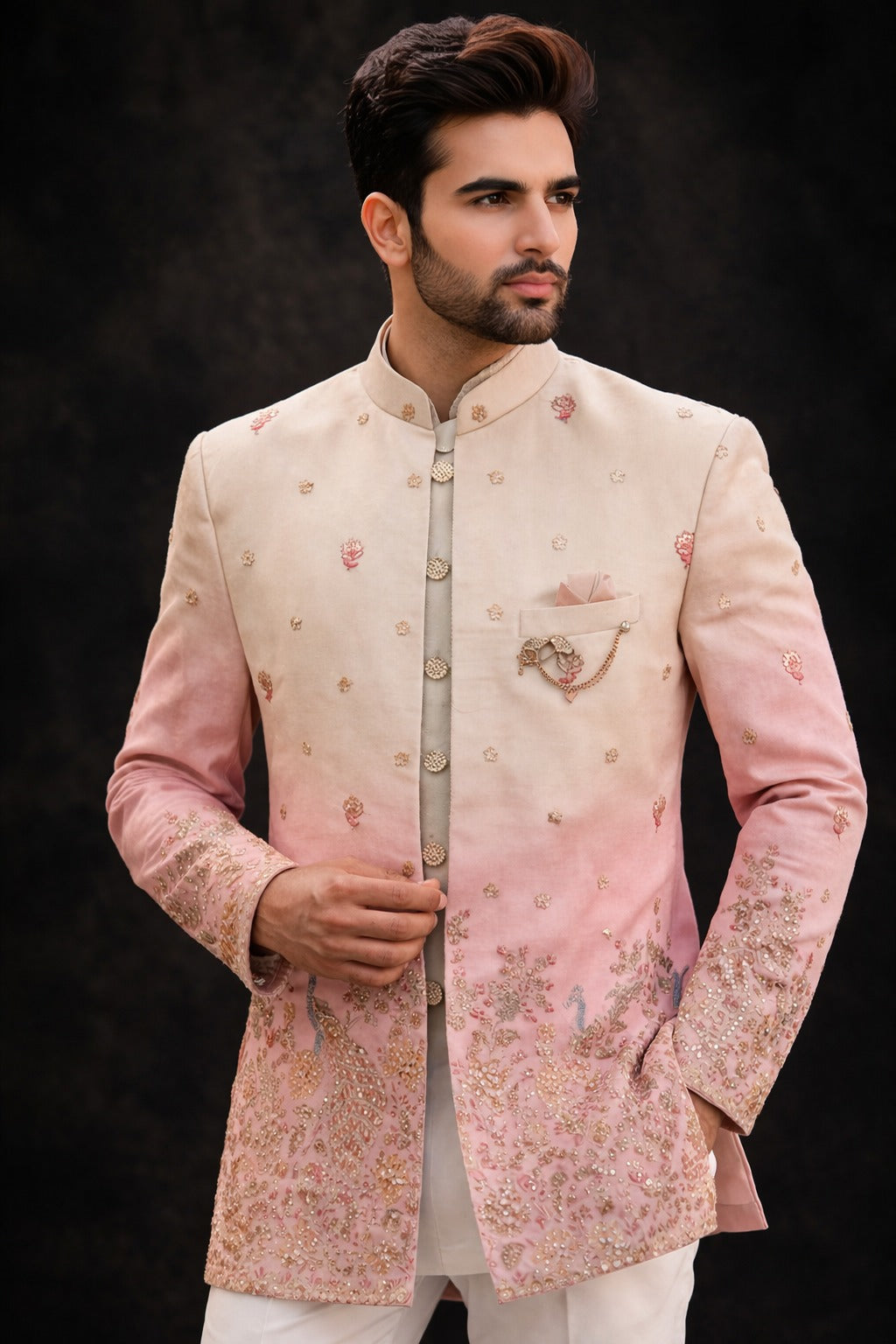 Luxury Hand-Embroidered Ombre Jodhpuri for Men