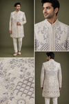 Ivory Floral Embroidered Wedding Sherwani