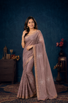 Elegant Mauve Designer Saree with Delicate Floral Weave
