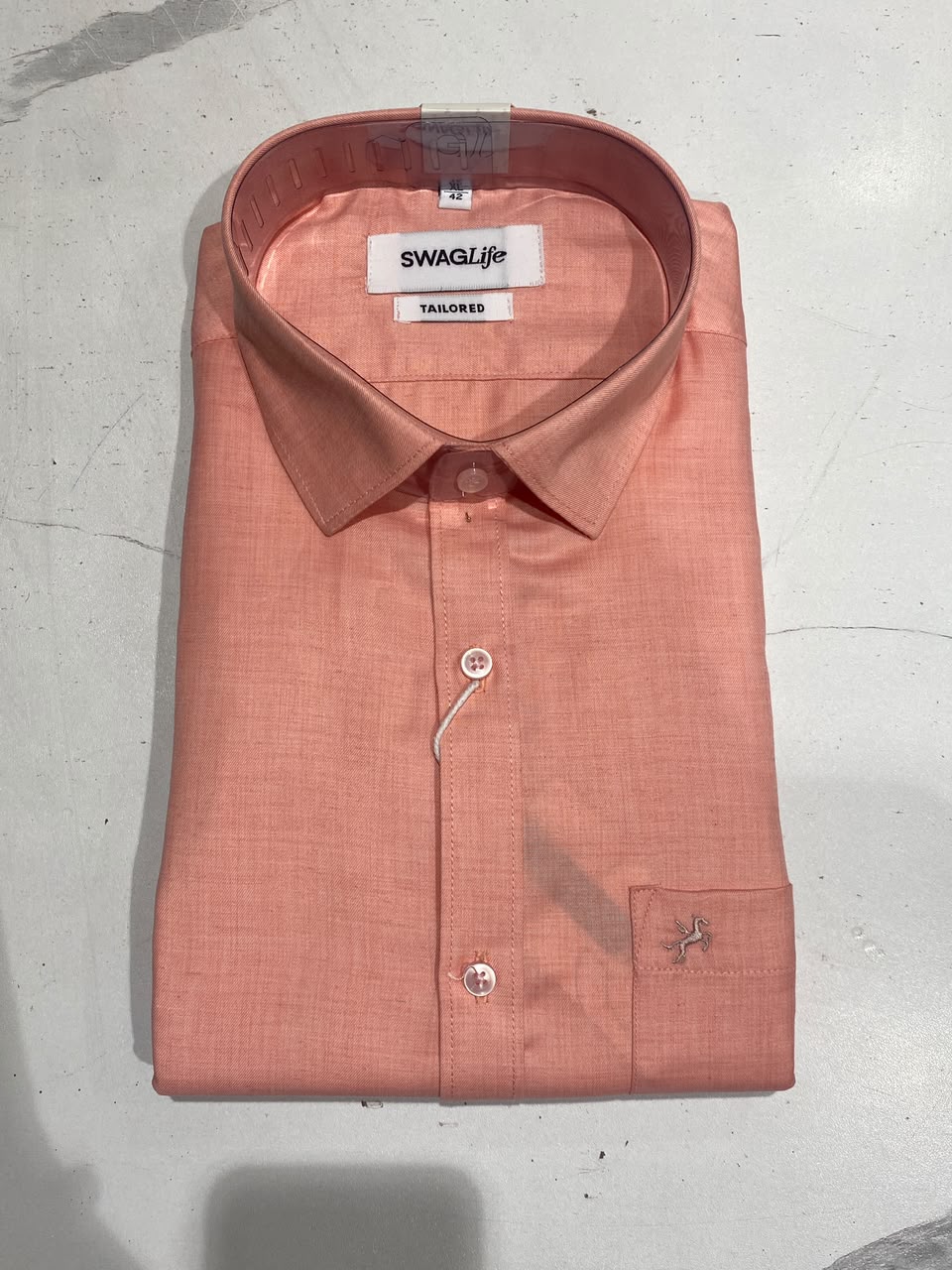 Men's Coral Peach Solid Formal Shirt –   Full Sleeve Office Wear