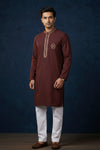 Maroon Embroidered Kurta