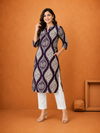 Women's  White Geometric Printed Kurti