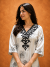Elegant Beige Floral Printed Embroidered Kurti for Women