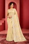 Elegant Cream Embroidered Saree