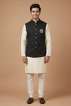 Black Textured Nehru Jacket