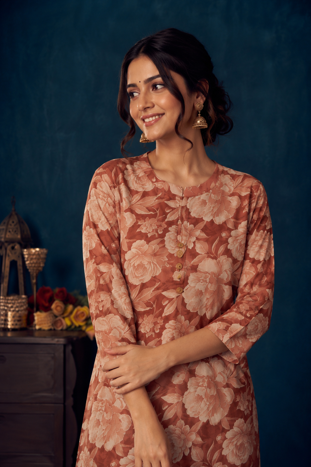 Women's Floral Printed Straight Kurti