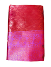 Coral Pink Banarasi Silk Saree with Purple Zari Border