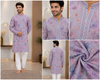 Lavender Floral Print Festive Kurta Set