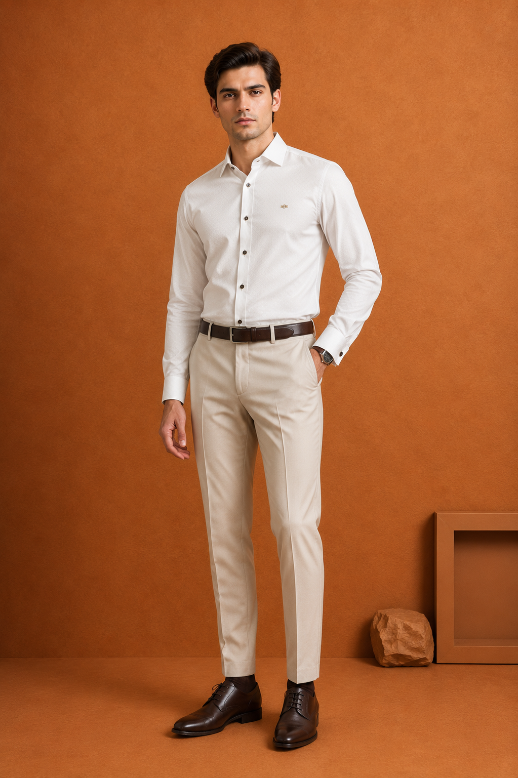 Men's Textured  Formal Shirt – Premium Full Sleeve Office Wear