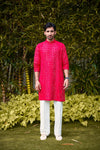 Ruby Red Embellished Festive Kurta