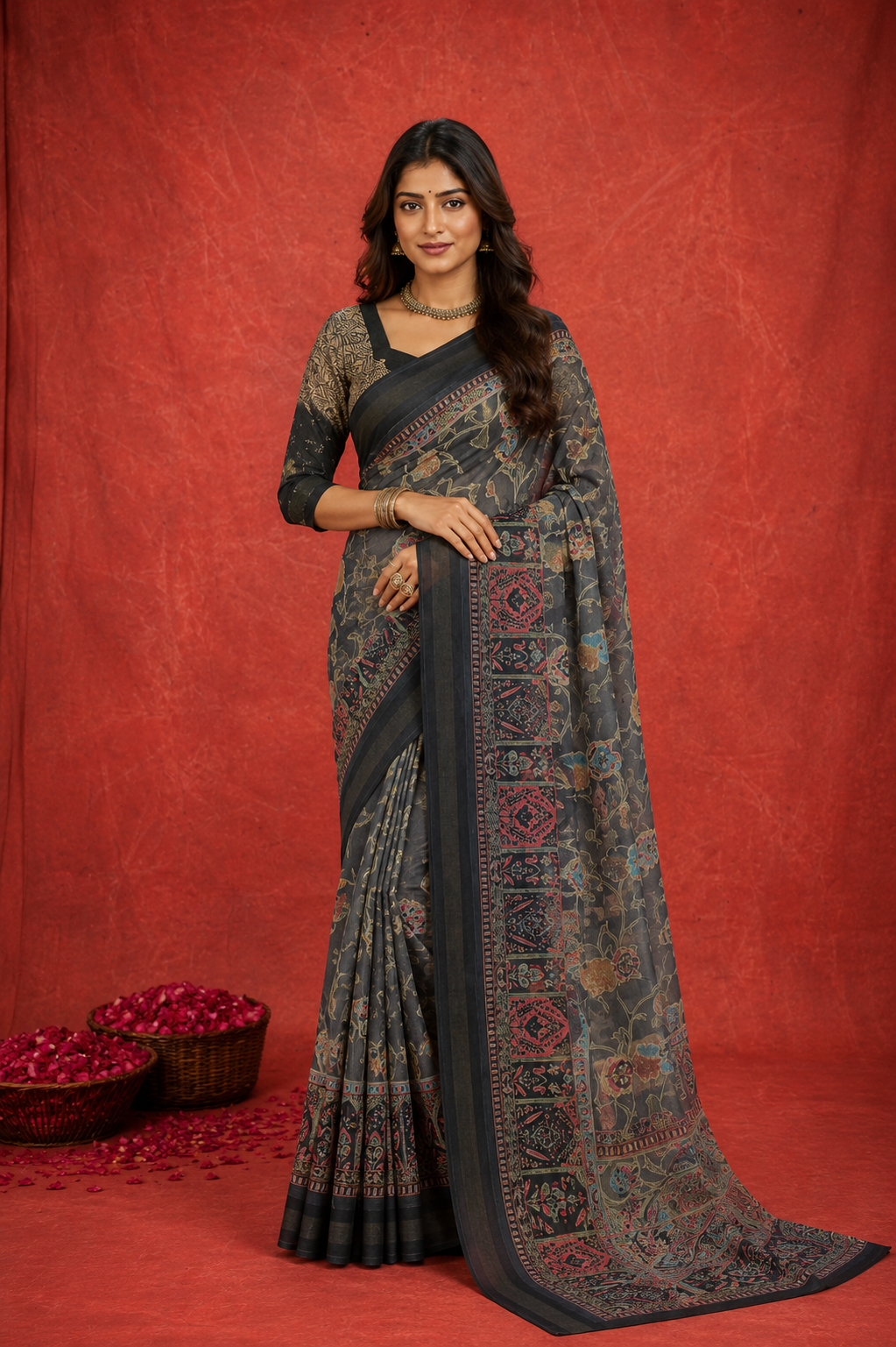 Elegant Printed Saree with Designer Border