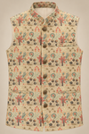 Beige Multicolor Botanical Print Modi Jacket