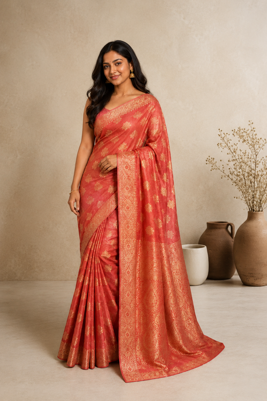 Elegant  Saree with Rich Gold Zari Weaving