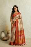 Elegant Saree with Magenta Zari Border