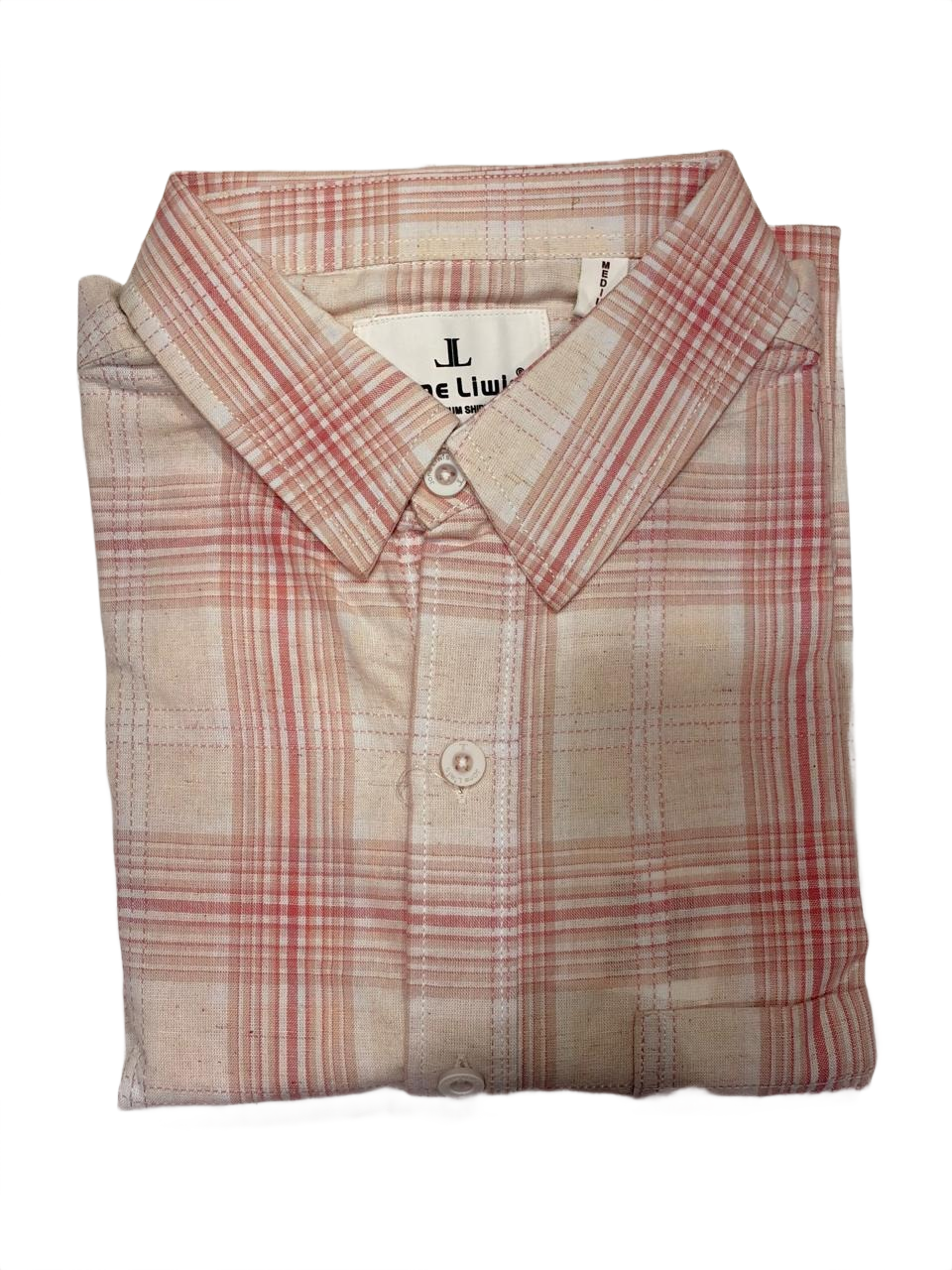 Men’s Pink & White Checked Casual Shirt