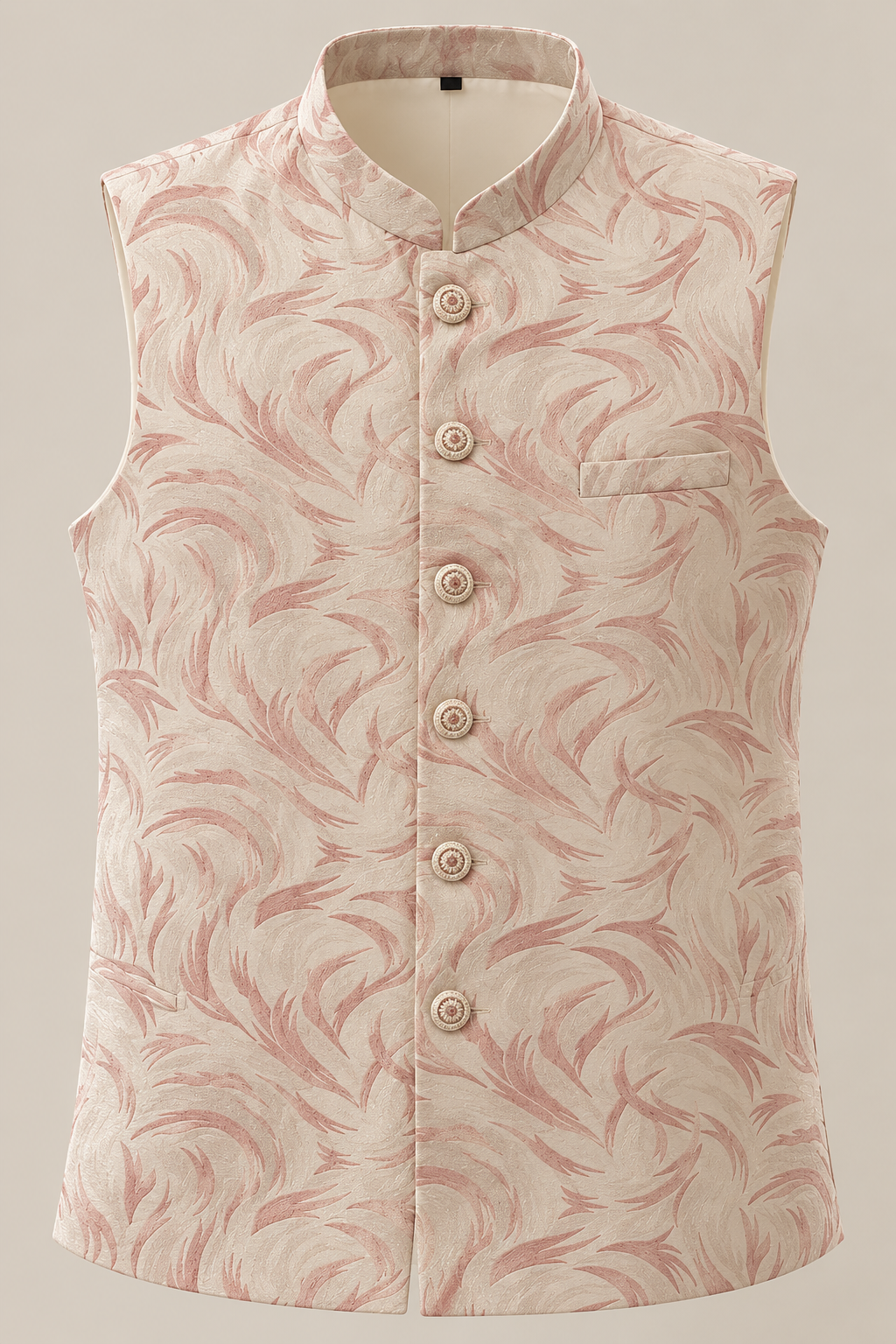 Blush Pink Leaf Pattern Modi Jacket
