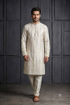 Ivory Textured Embroidered Kurta Set