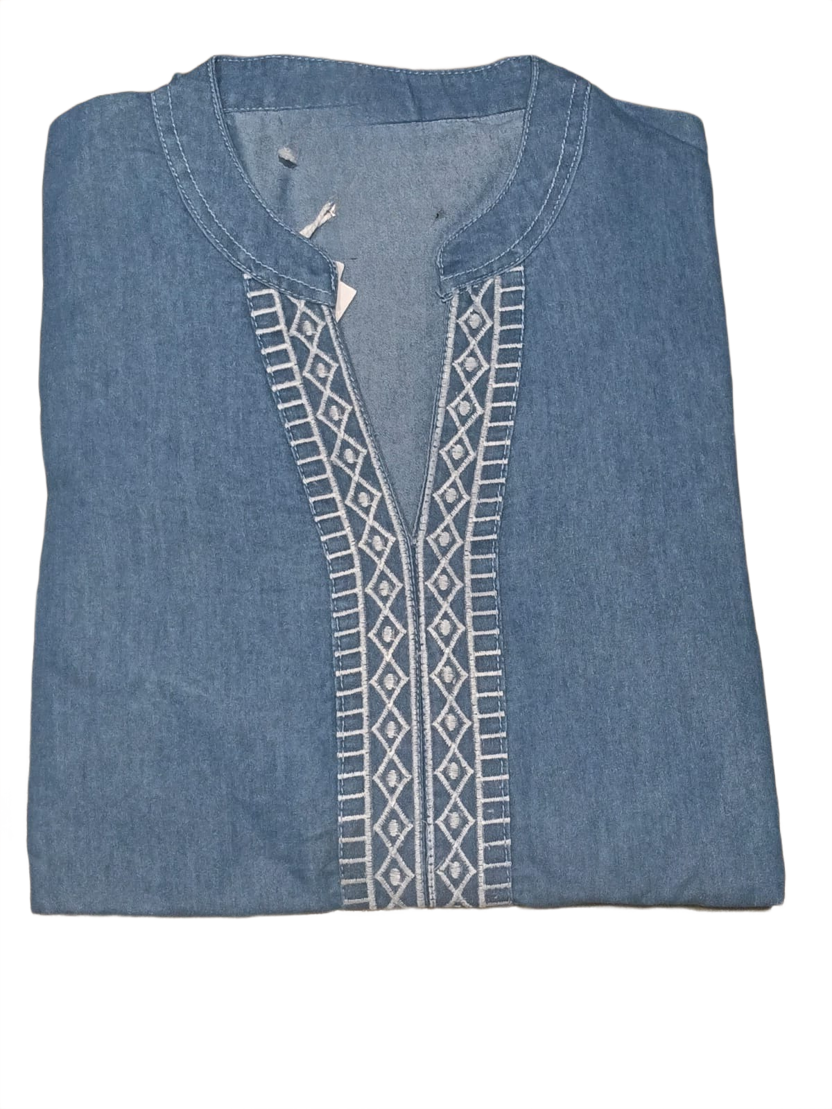 Elegant Blue Embroidered Denim Co-Ord Set for Women