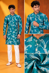 Teal Paisley Printed Kurta Set