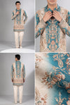 Teal & Beige Printed Kurta Set