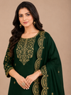 Emerald Green Embroidered Kurta Pant & Dupatta Set for Women