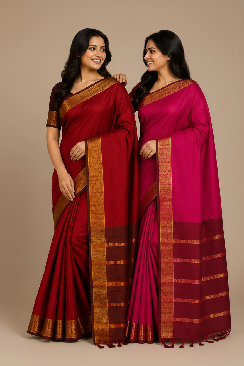 Royal  Silk Saree with Golden Zari Border