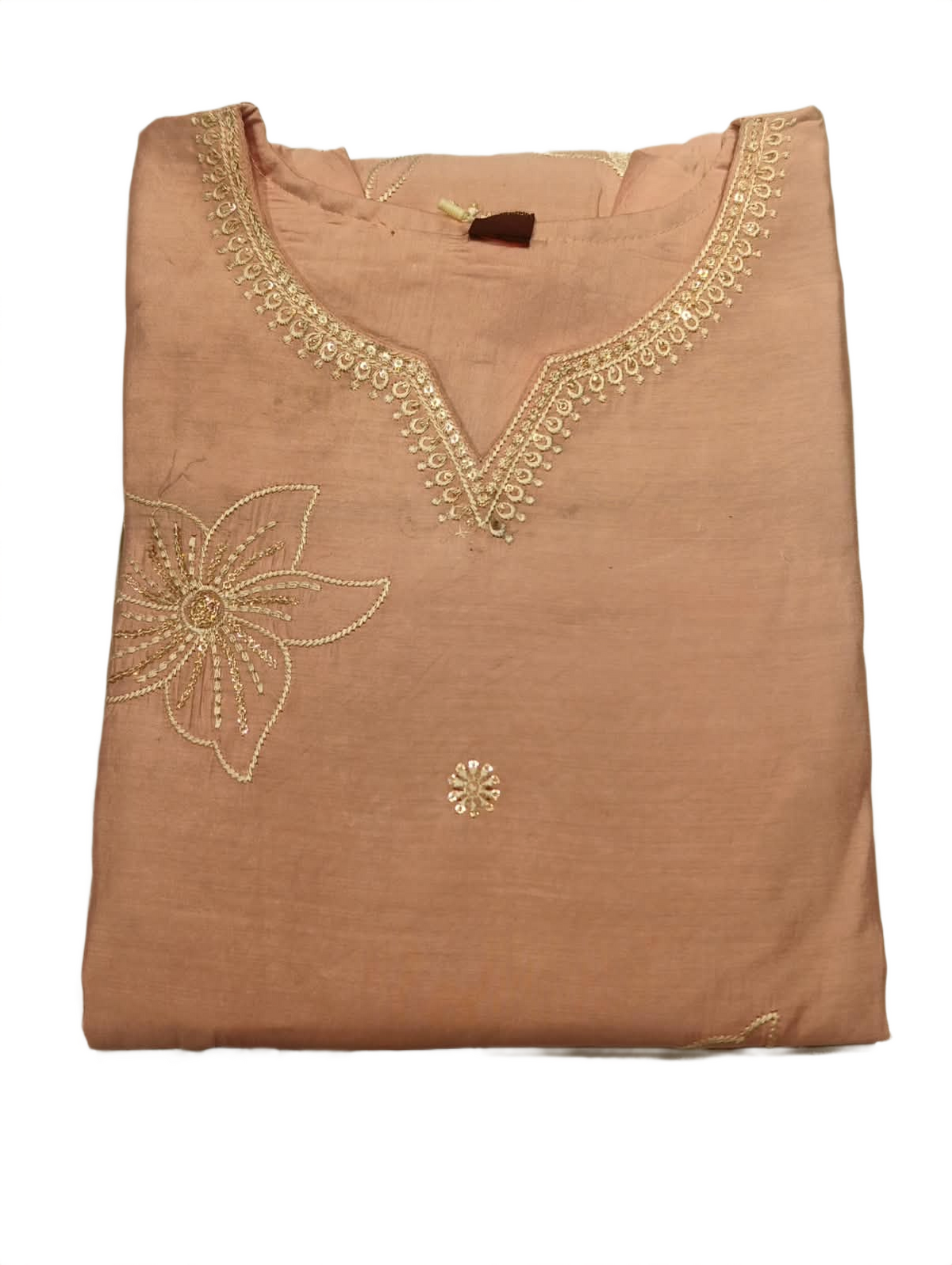 Peach Floral Embroidered Kurta Pant Dupatta Set
