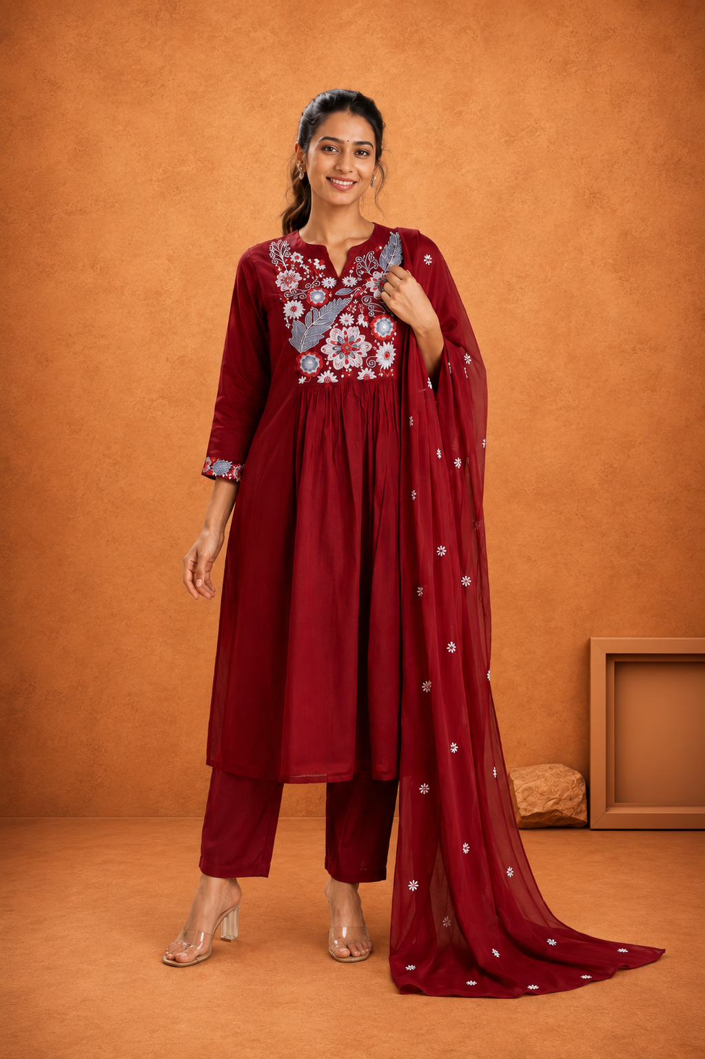 Elegant  Embroidered Kurta Pant & Dupatta Set for Women