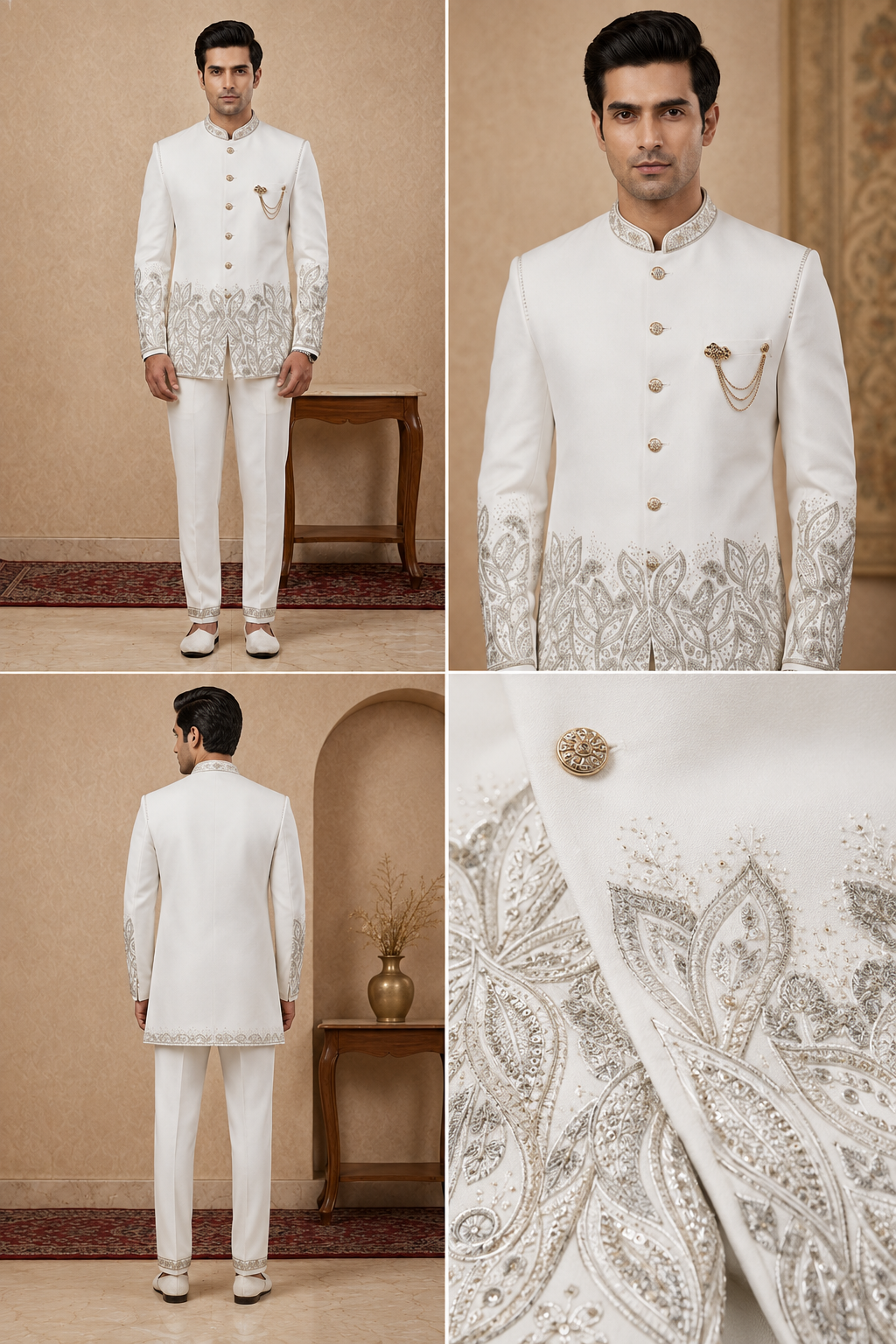 Men’s Ivory Embroidered Jodhpuri Set