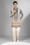Teal & Beige Printed Kurta Set