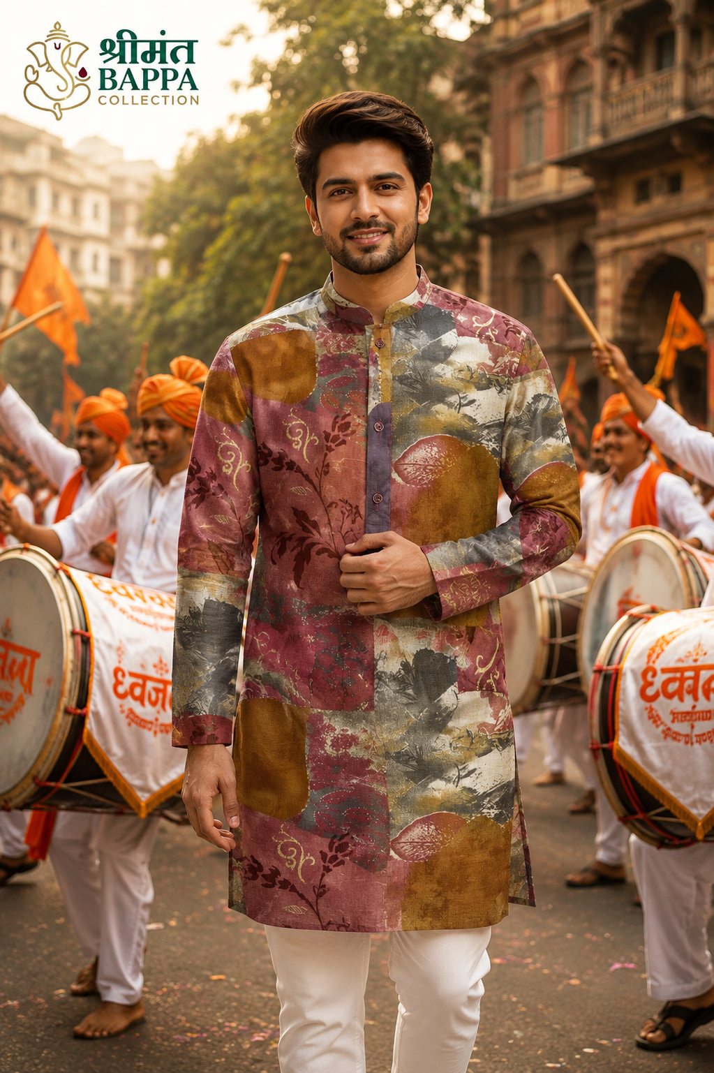 Multicolor Abstract Patchwork Festive Kurta Set