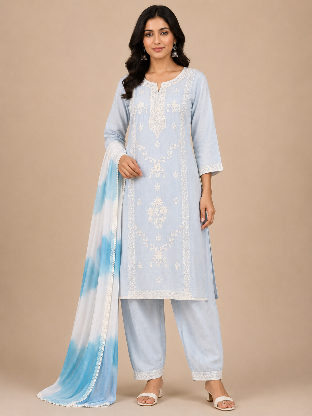 Women  Embroidered Kurta Pant Dupatta Set