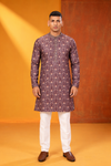 Burgundy Bandhani Print Men’s Festive Kurta