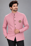 Men's Premium Dusty Pink Nehru Jacket with Shirt Set