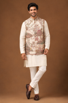 Ivory Heritage Printed Nehru Jacket Kurta Set