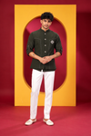 Men's Premium Teal Blue Kurta Pant Set with Designer Printed Nehru Jacket