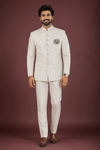 Ivory Jacquard Jodhpuri Suit for Men