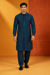 Men's Classic Navy Blue Kurta Pajama Set