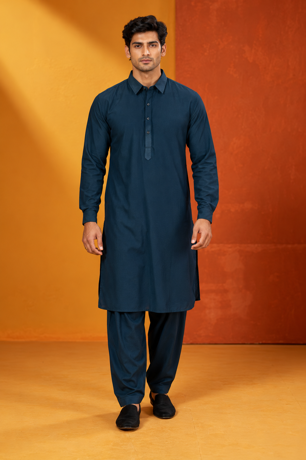 Men's Classic Navy Blue Kurta Pajama Set
