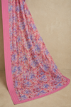 Women's Pink Floral Printed Saree with Elegant Border | Lightweight Party & Festive Wear