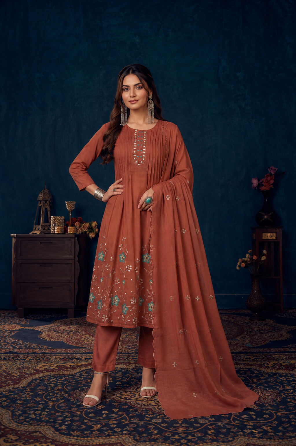 Embroidered Kurta Pant & Dupatta Set