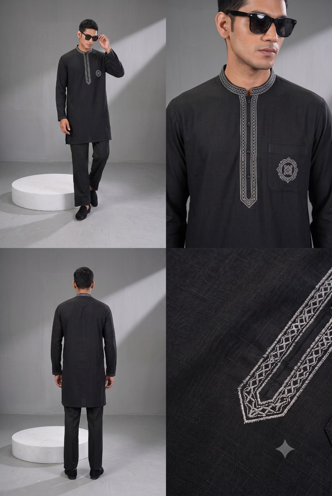 Black Embroidered Kurta Set