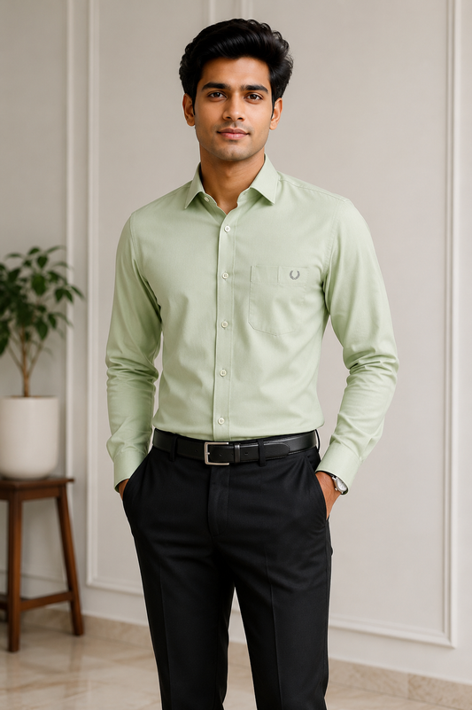 Men's Premium Sage Green Formal Full Sleeve Shirt