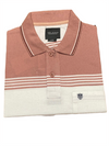 Men's Striped Polo T-Shirt with Light Wash Denim Look