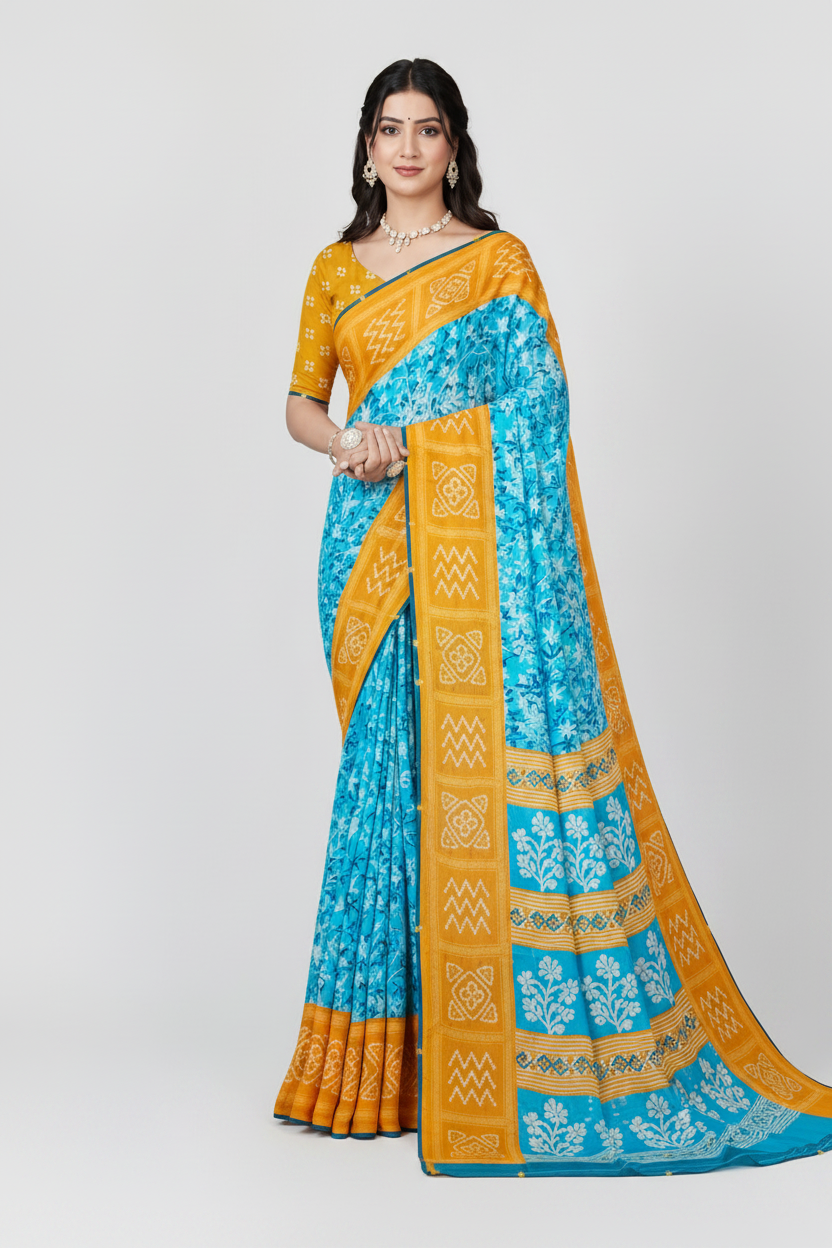 Saree with Emerald  Designer Border