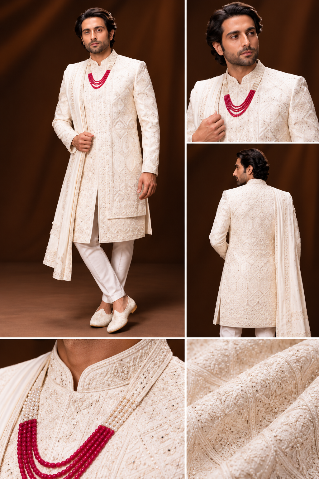 Ivory Embroidered Wedding Sherwani