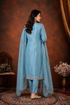 Sky Blue Embroidered Kurta Set with Dupatta