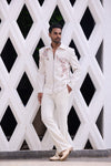 Men’s Premium Ivory Embroidered Jacket & Trouser Set